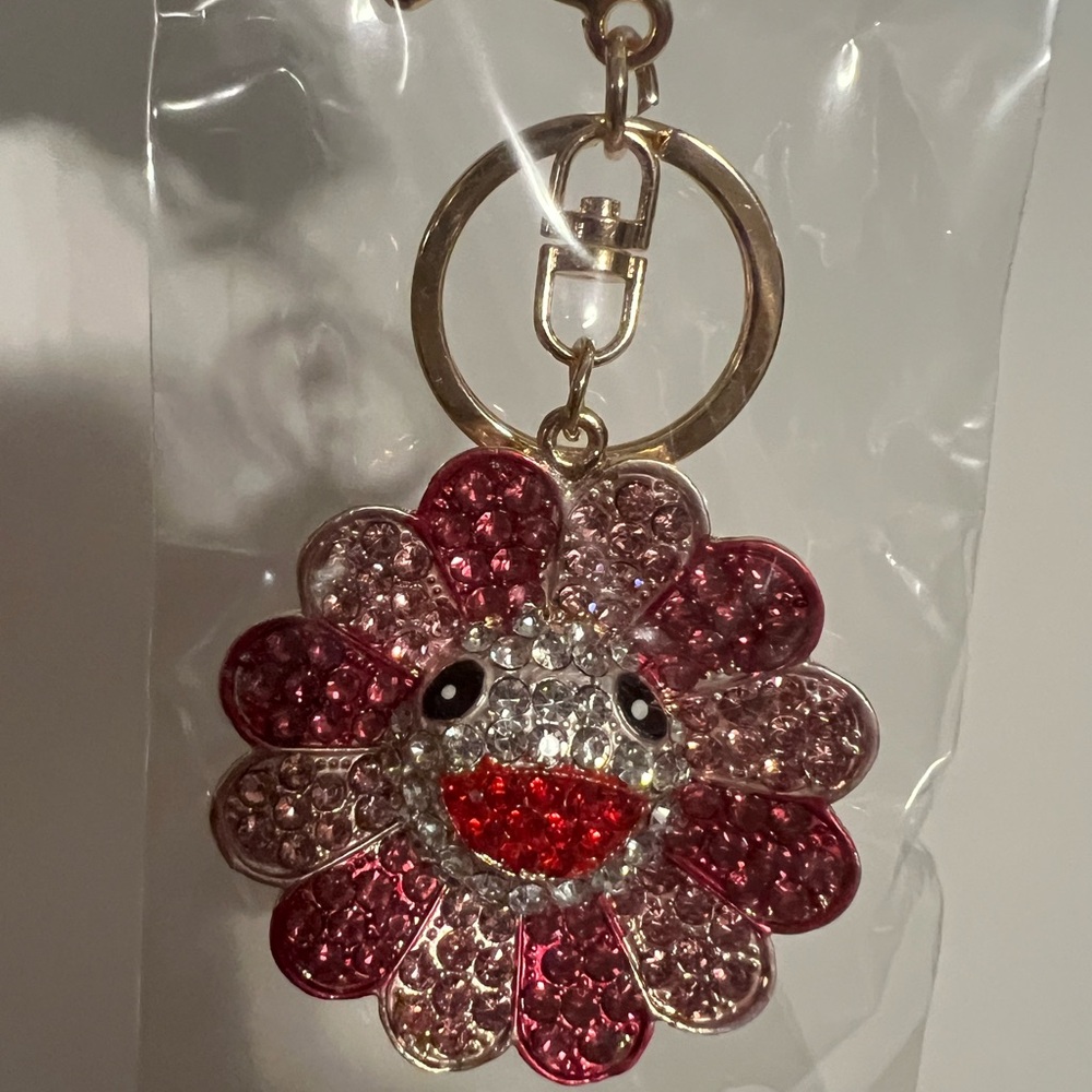 Pink and Red Flower Keychain